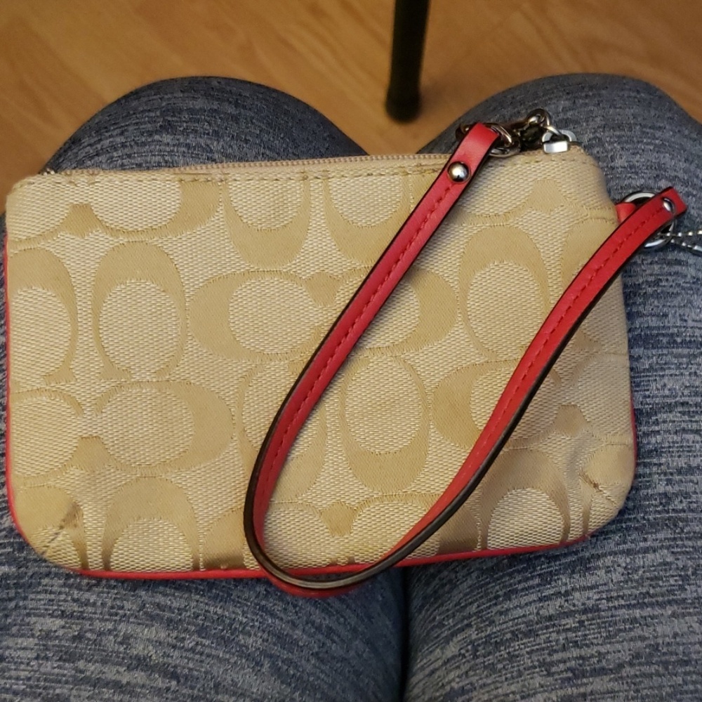 Coach Wristlet Tan and Pink/Coral - Picture 5 of 8